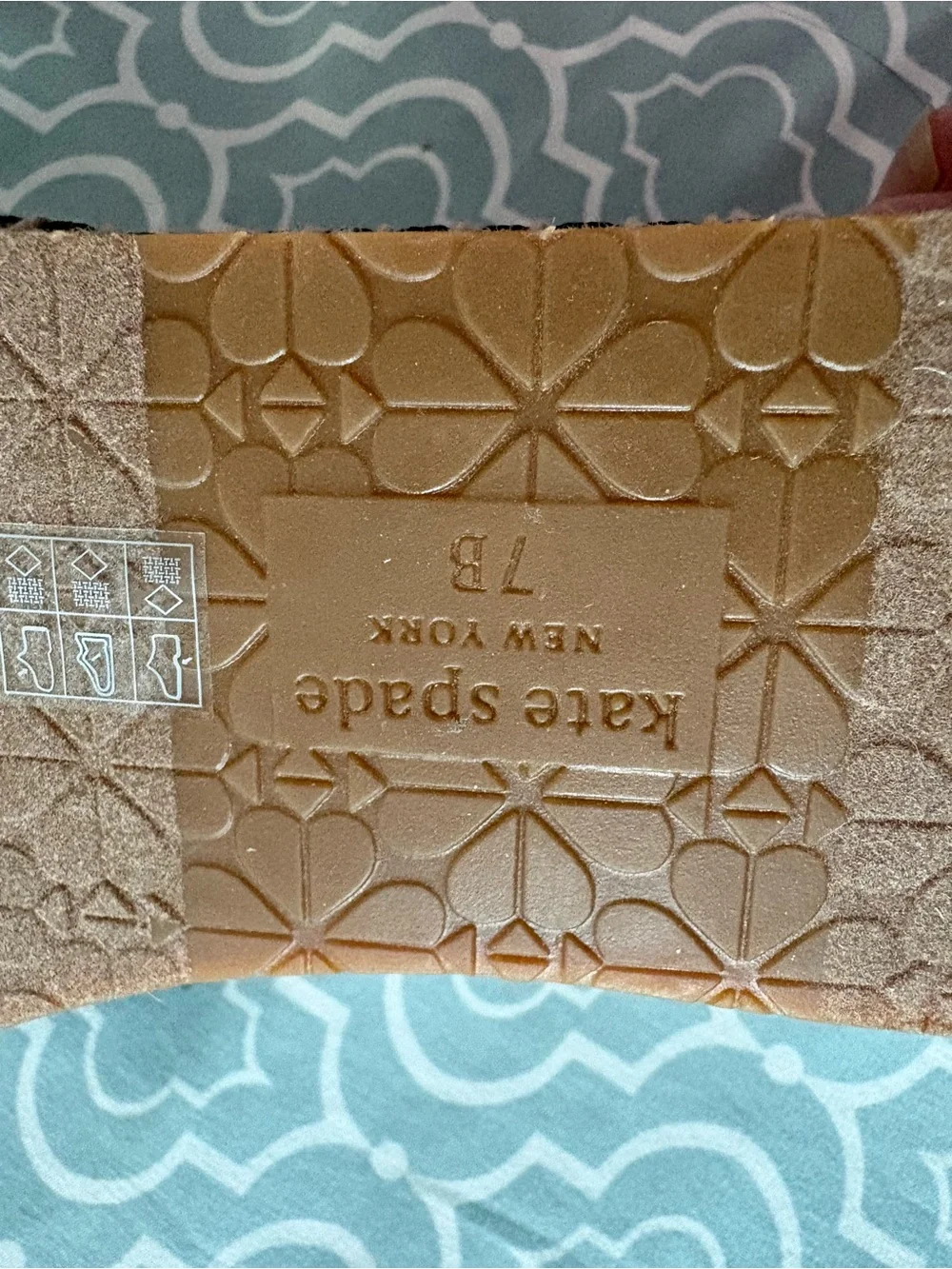 kate spade tan rubber sole with embossed logo